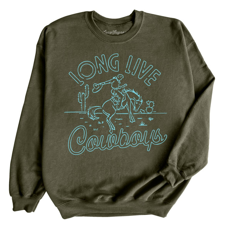 Long Live Cowboys Graphic Sweatshirt - Military Green