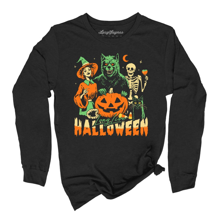 Long Live Halloween Graphic Long Sleeve Tee - Black