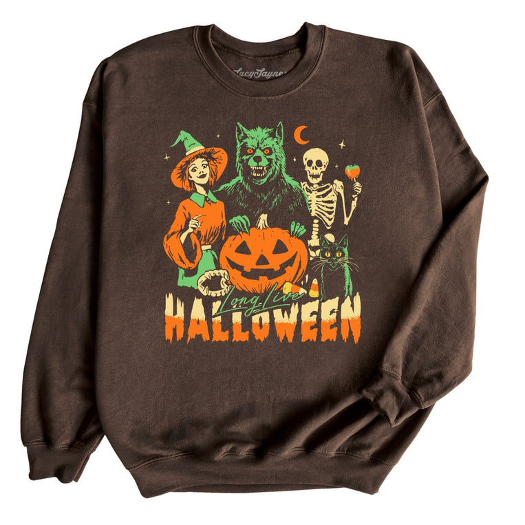 Long Live Halloween Graphic Sweatshirt - Dark Chocolate