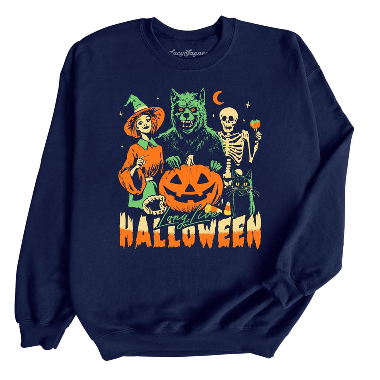 Long Live Halloween Graphic Sweatshirt - Navy
