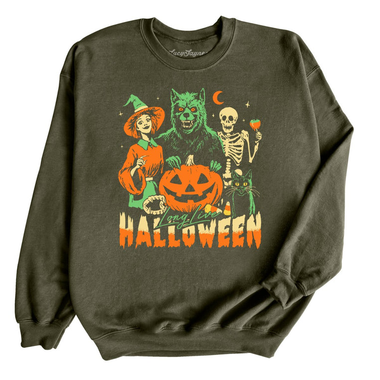Long Live Halloween Graphic Sweatshirt - Military Green