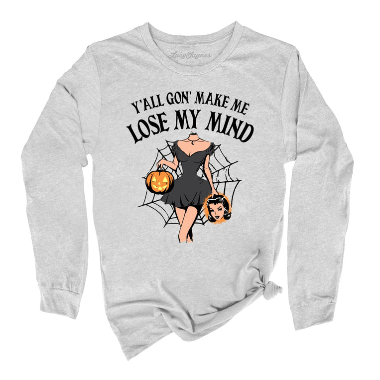 Lose My Mind Graphic Long Sleeve Tee - Athletic Heather