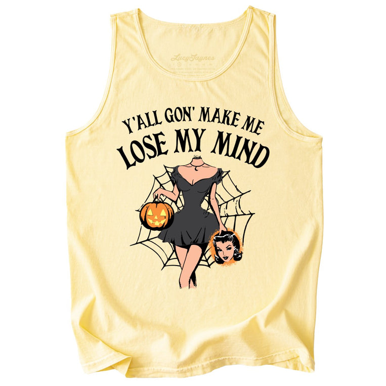 Lose My Mind Comfort Colors Graphic Tank Top - Butter