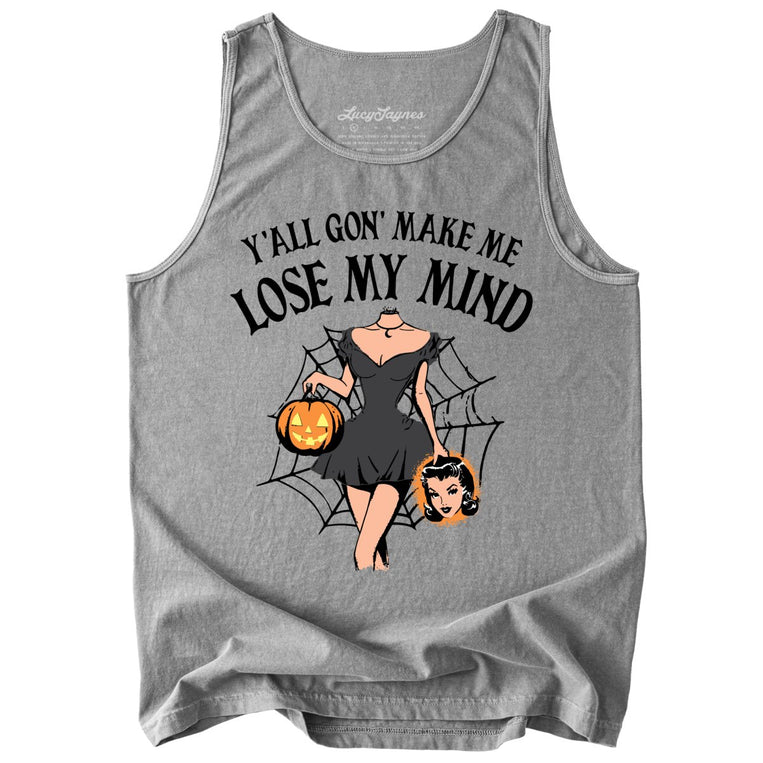 Lose My Mind Comfort Colors Graphic Tank Top - Grey