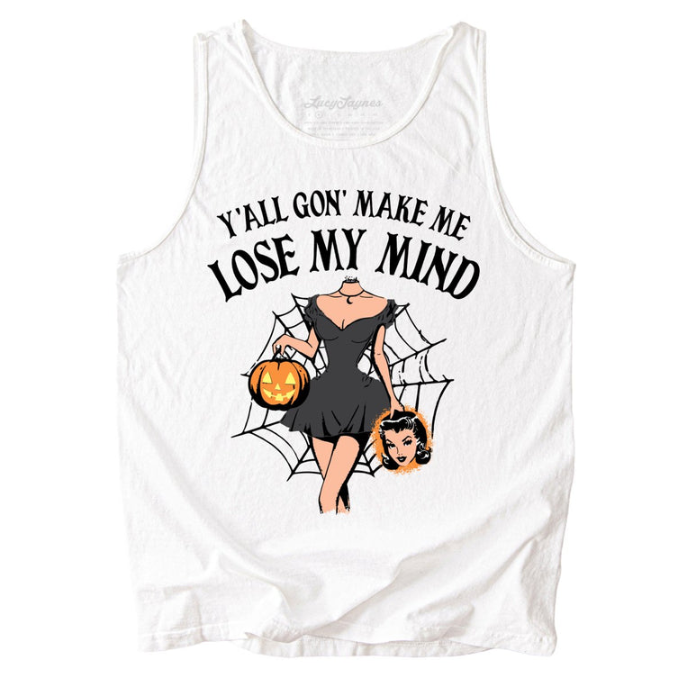 Lose My Mind Comfort Colors Graphic Tank Top - White