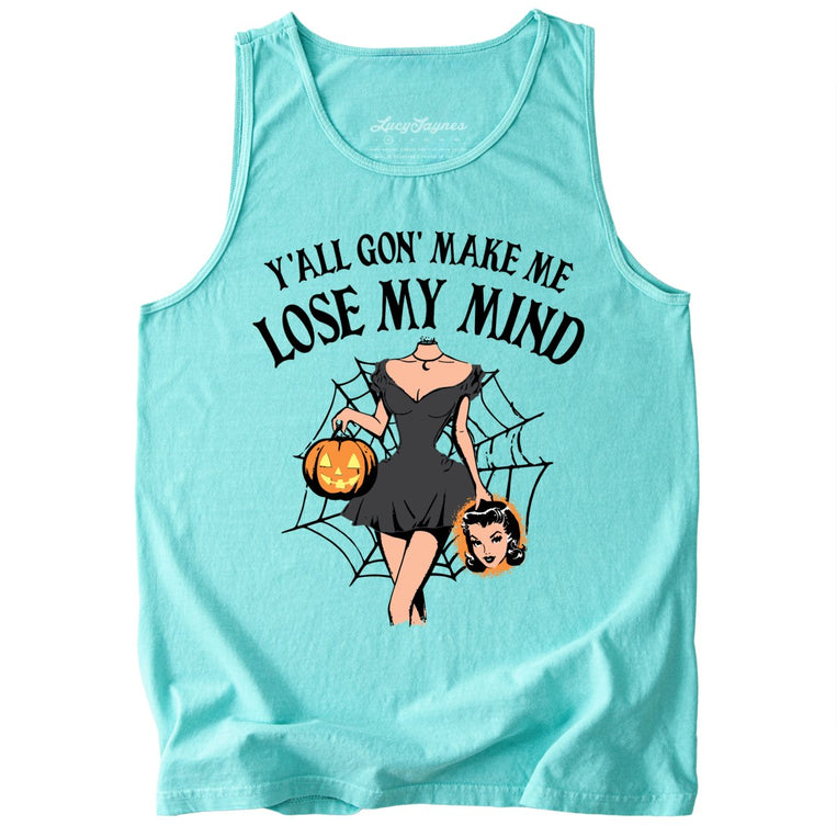 Lose My Mind Comfort Colors Graphic Tank Top - Chalky Mint
