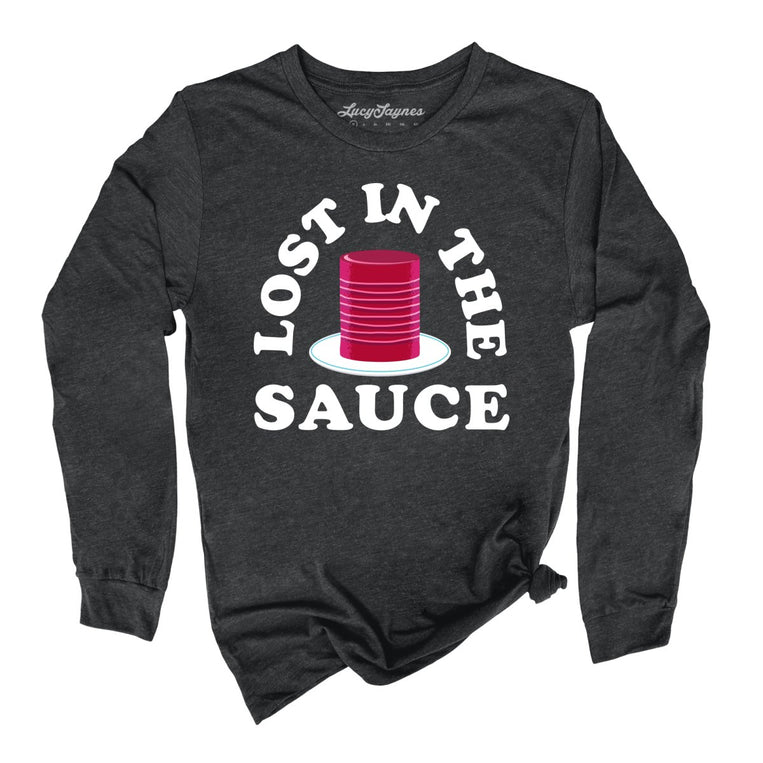 Lost In The Sauce Graphic Long Sleeve Tee - Dark Grey Heather