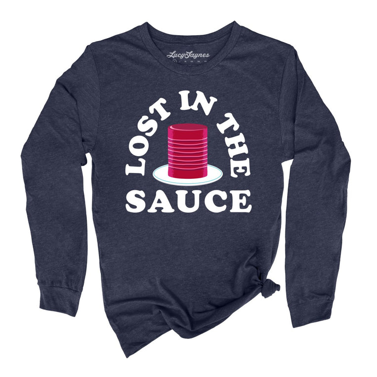Lost In The Sauce Graphic Long Sleeve Tee - Heather Navy