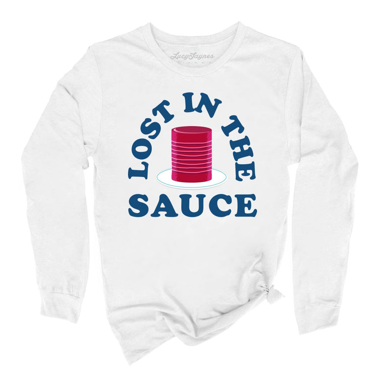 Lost In The Sauce Graphic Long Sleeve Tee - White