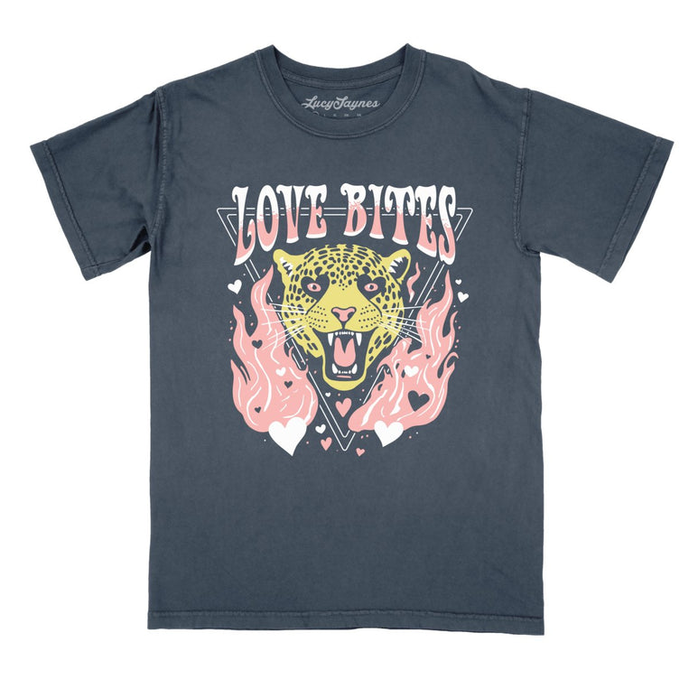 Love Bites Comfort Colors Graphic Tee - Denim