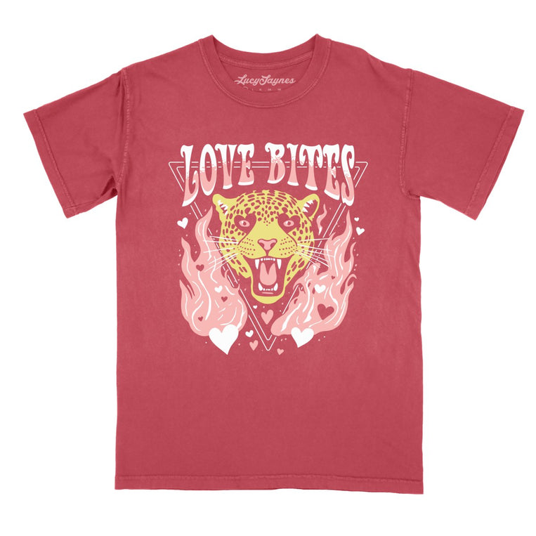 Love Bites Comfort Colors Graphic Tee - Crimson