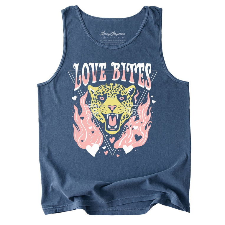 Love Bites Comfort Colors Graphic Tank Top - Denim