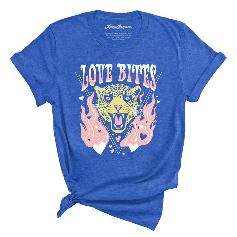 Love Bites Graphic Tee - Heather True Royal