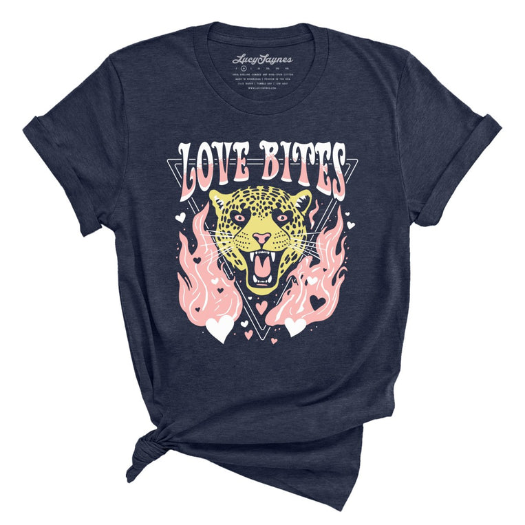 Love Bites Graphic Tee - Heather Midnight Navy