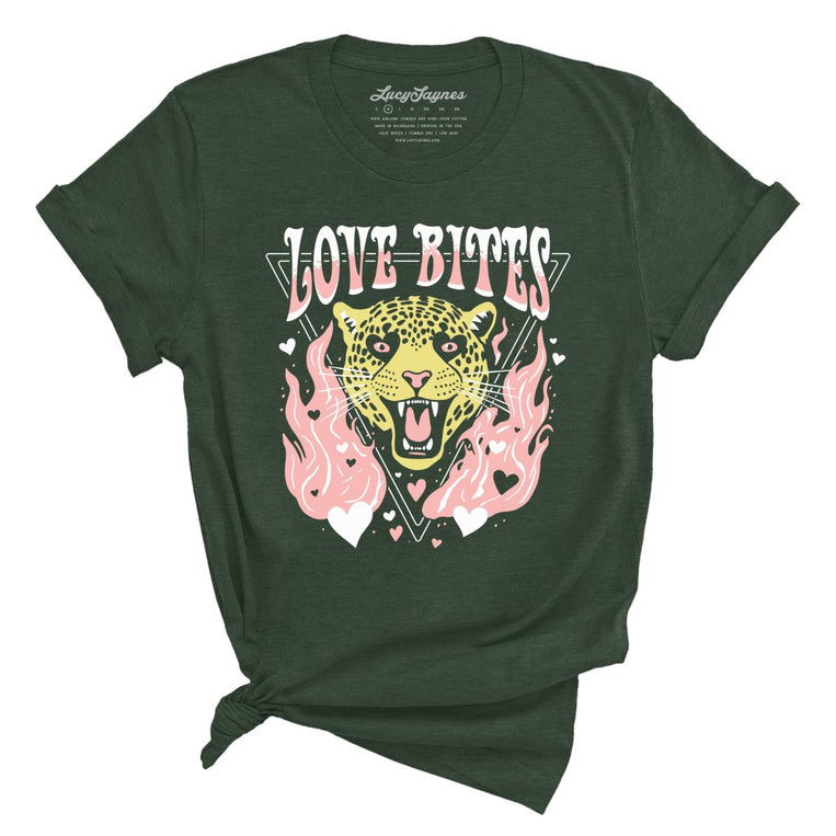 Love Bites Graphic Tee - Heather Forest
