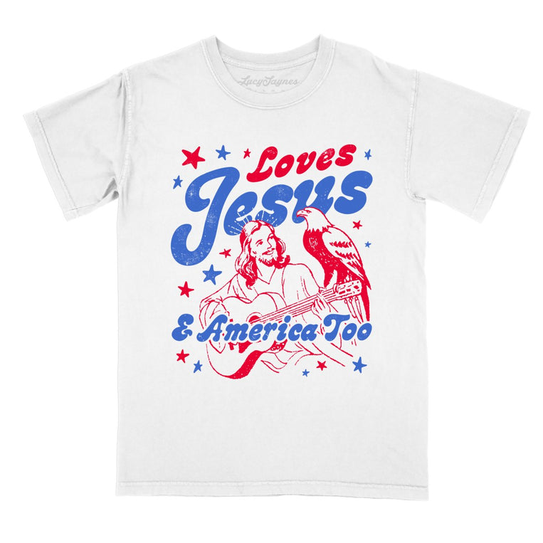 Loves Jesus And America Too Comfort Colors Graphic Tee