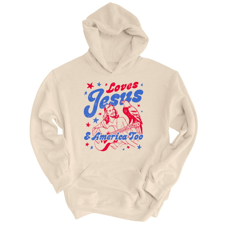 Loves Jesus And America Too Graphic Hoodie - Sand