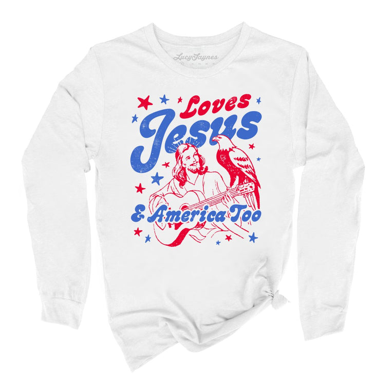 Loves Jesus And America Too Graphic Long Sleeve Tee