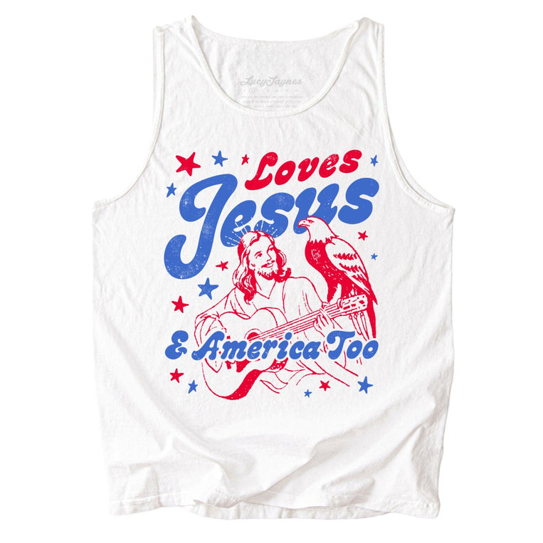 Loves Jesus And America Too Comfort Colors Graphic Tank Top