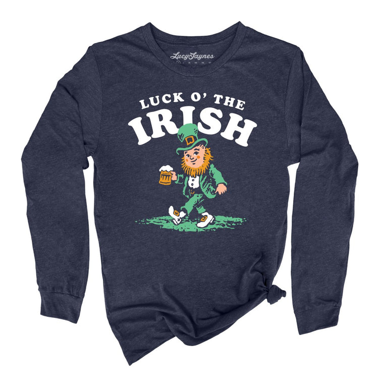 Luck O' The Irish Graphic Long Sleeve Tee - Heather Navy
