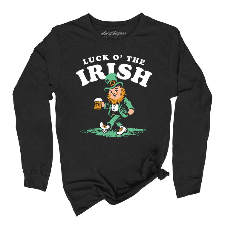 Luck O' The Irish Graphic Long Sleeve Tee - Black