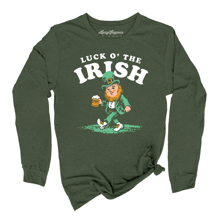 Luck O' The Irish Graphic Long Sleeve Tee - Military Green