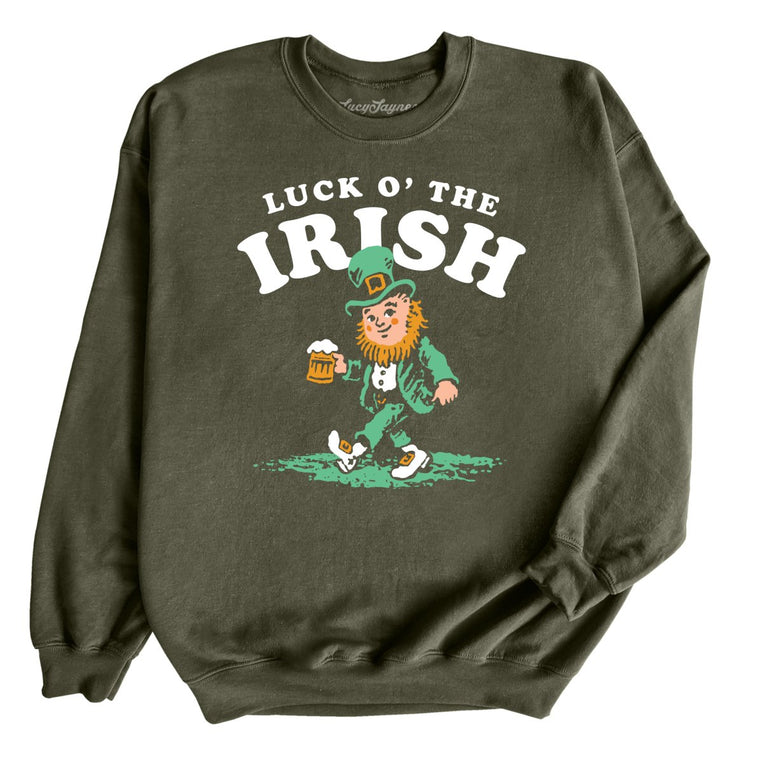 Luck O' The Irish Graphic Sweatshirt - Military Green