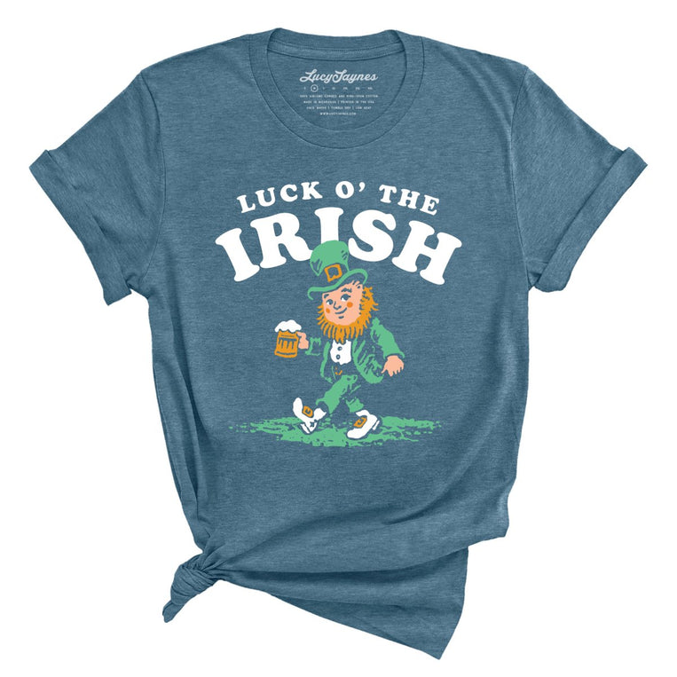 Luck O' The Irish Graphic Tee - Heather Deep Teal