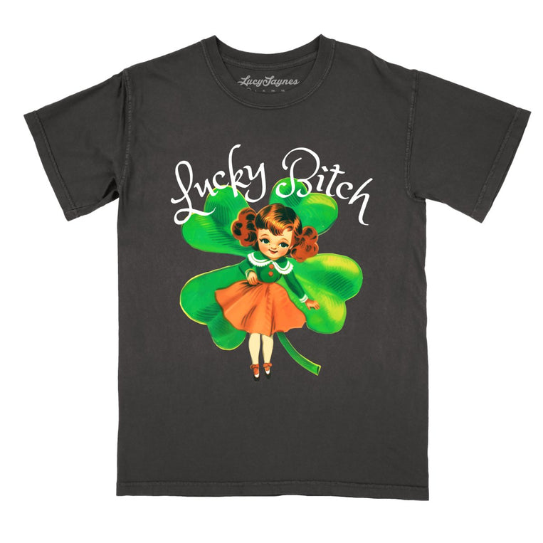 Lucky Bitch Comfort Colors Graphic Tee - Pepper