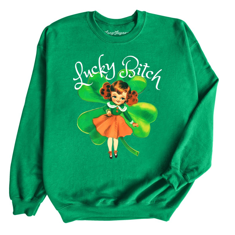 Lucky Bitch Graphic Sweatshirt - Irish Green