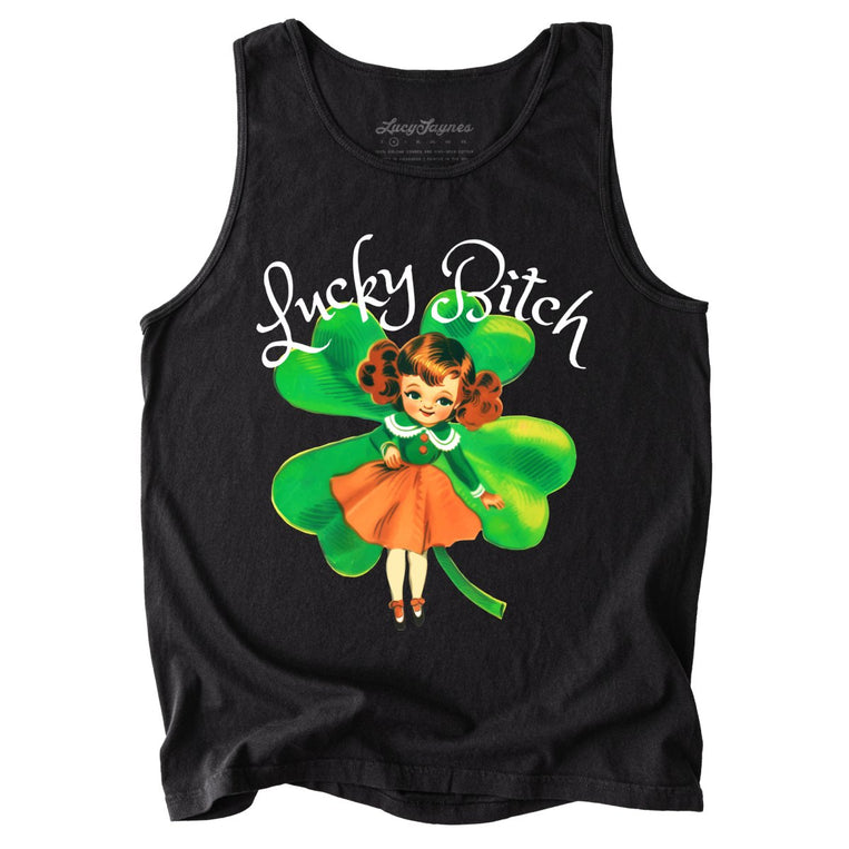 Lucky Bitch Comfort Colors Graphic Tank Top