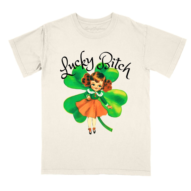 Lucky Bitch Comfort Colors Graphic Tee - Ivory