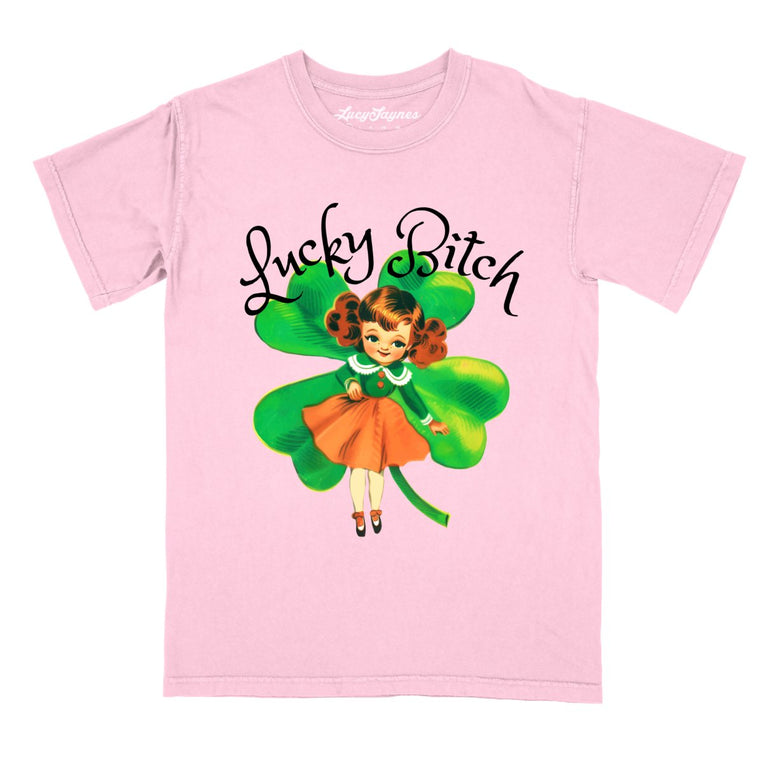 Lucky Bitch Comfort Colors Graphic Tee - Blossom