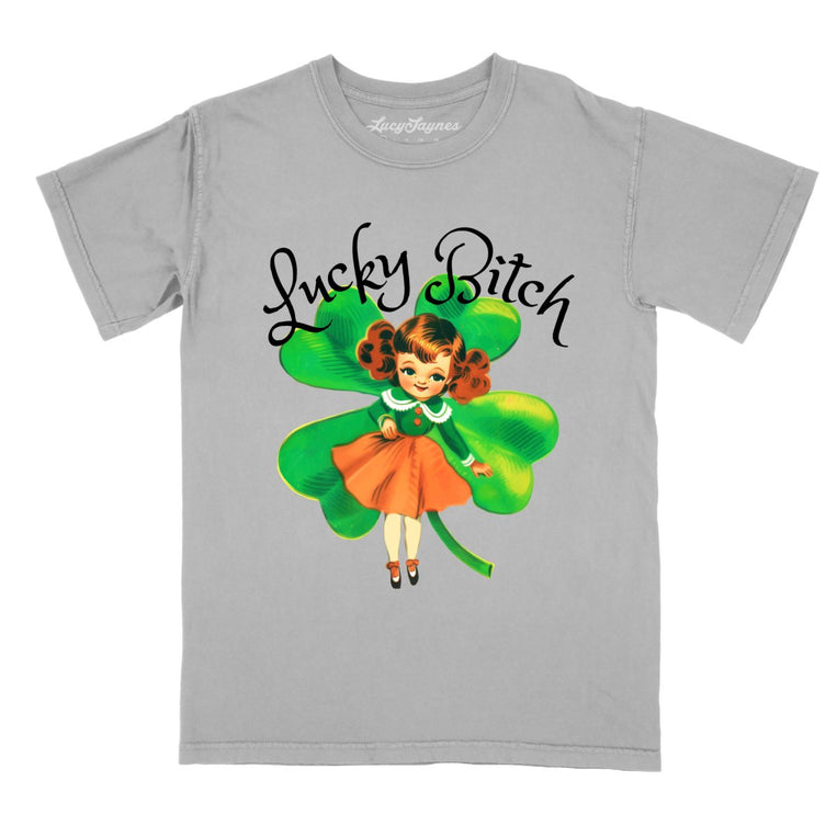 Lucky Bitch Comfort Colors Graphic Tee - Granite