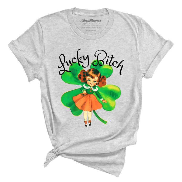 Lucky Bitch Graphic Tee - Athletic Heather