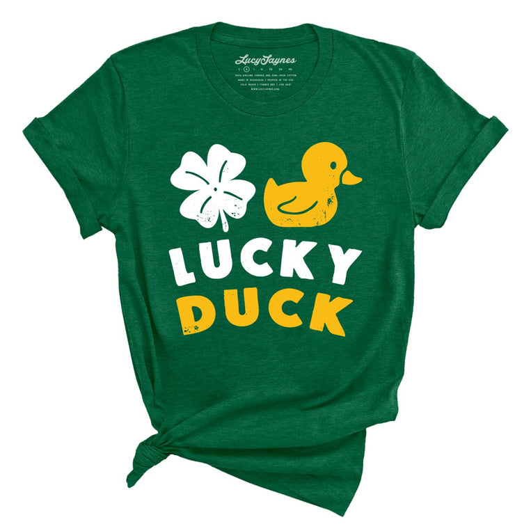Lucky Duck Graphic Tee - Heather Grass Green