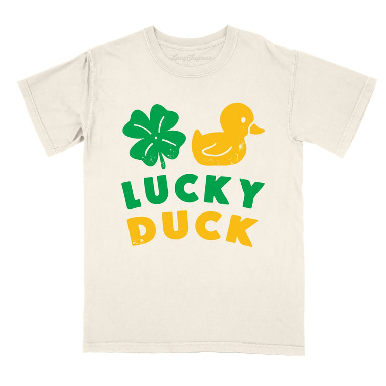 Lucky Duck Comfort Colors Graphic Tee - Ivory