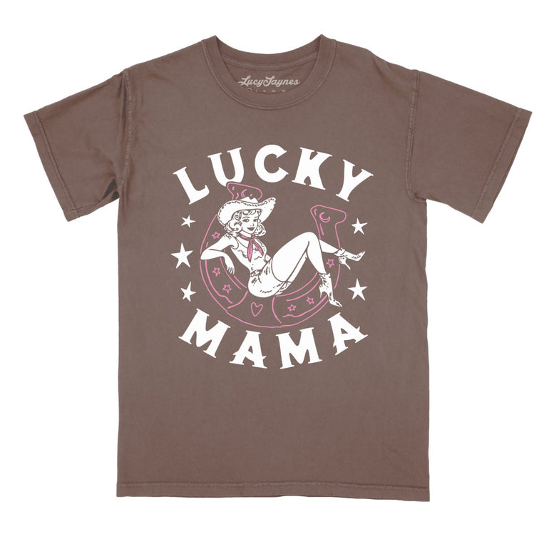 Lucky Mama Comfort Colors Graphic Tee - Espresso
