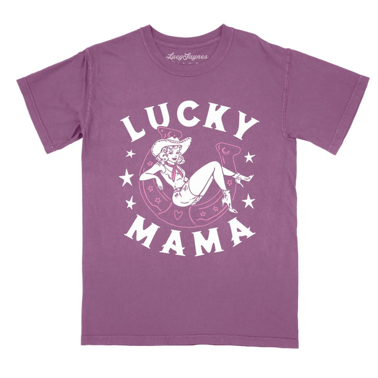 Lucky Mama Comfort Colors Graphic Tee - Berry