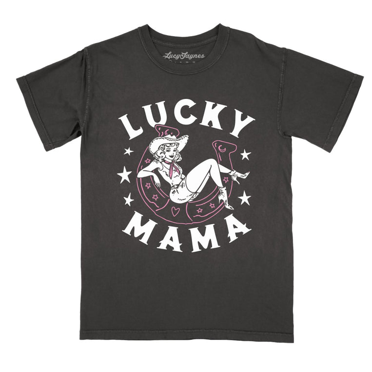 Lucky Mama Comfort Colors Graphic Tee - Pepper