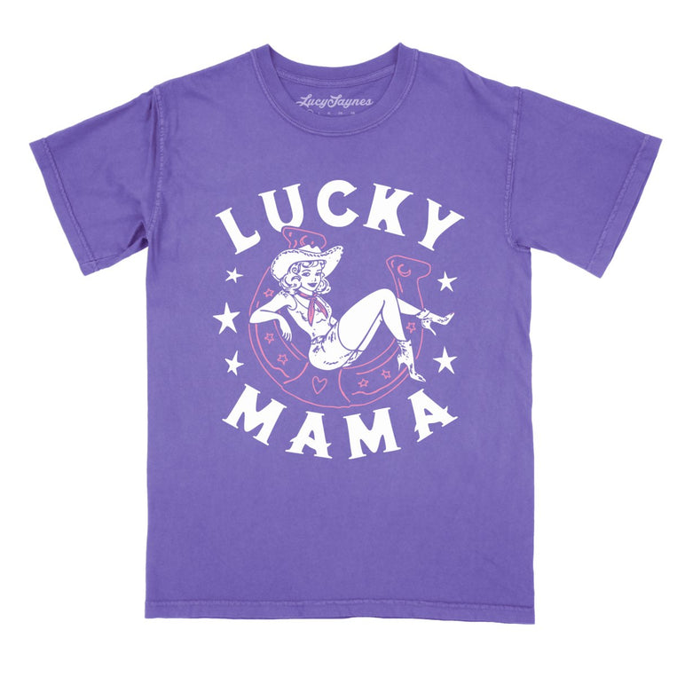 Lucky Mama Comfort Colors Graphic Tee - Violet