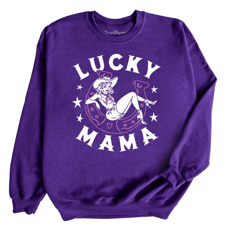 Lucky Mama Graphic Sweatshirt - Purple