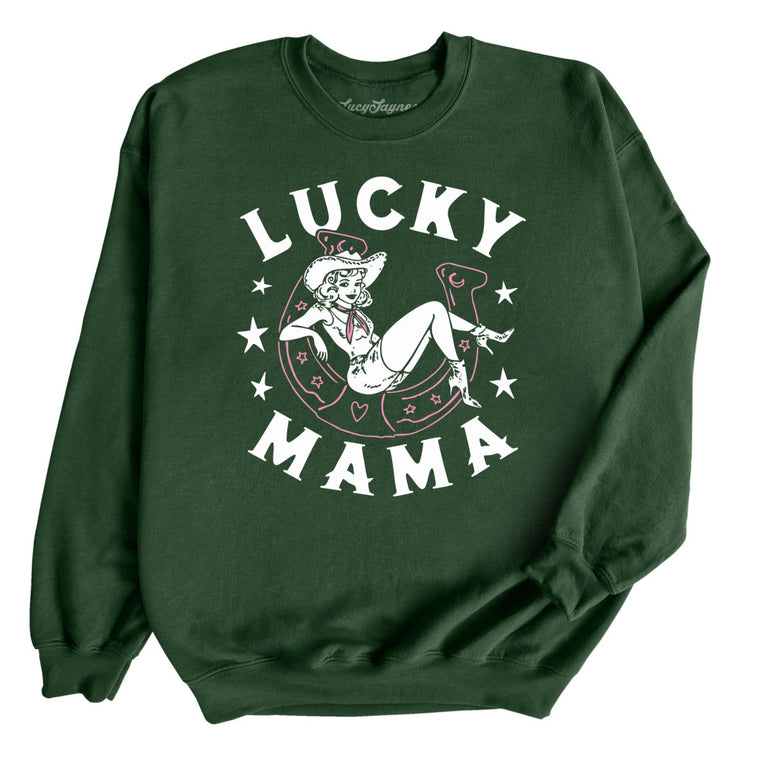 Lucky Mama Graphic Sweatshirt - Forest Green