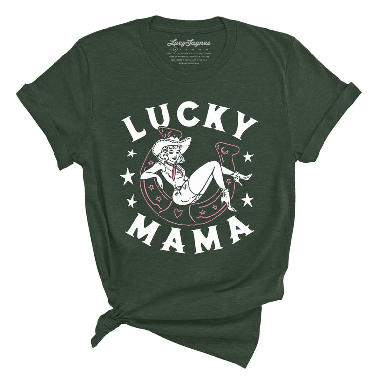 Lucky Mama Graphic Tee - Heather Forest