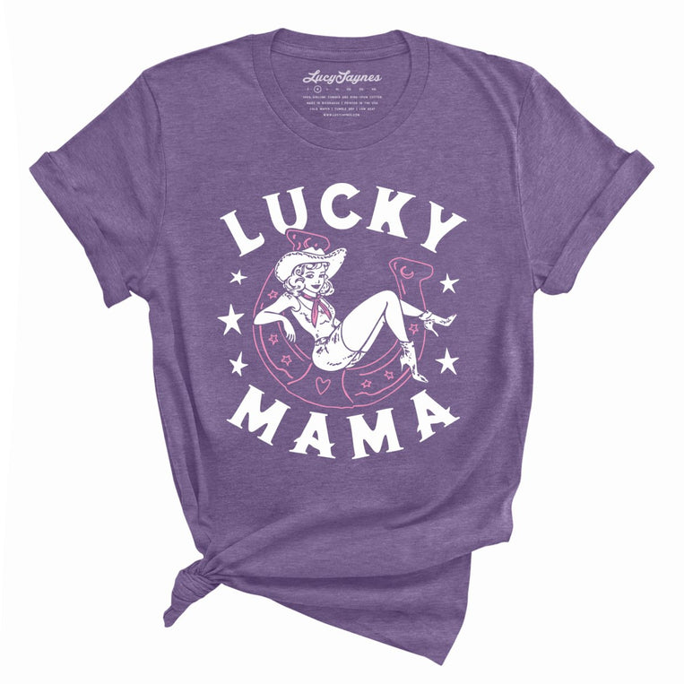 Lucky Mama Graphic Tee - Heather Purple