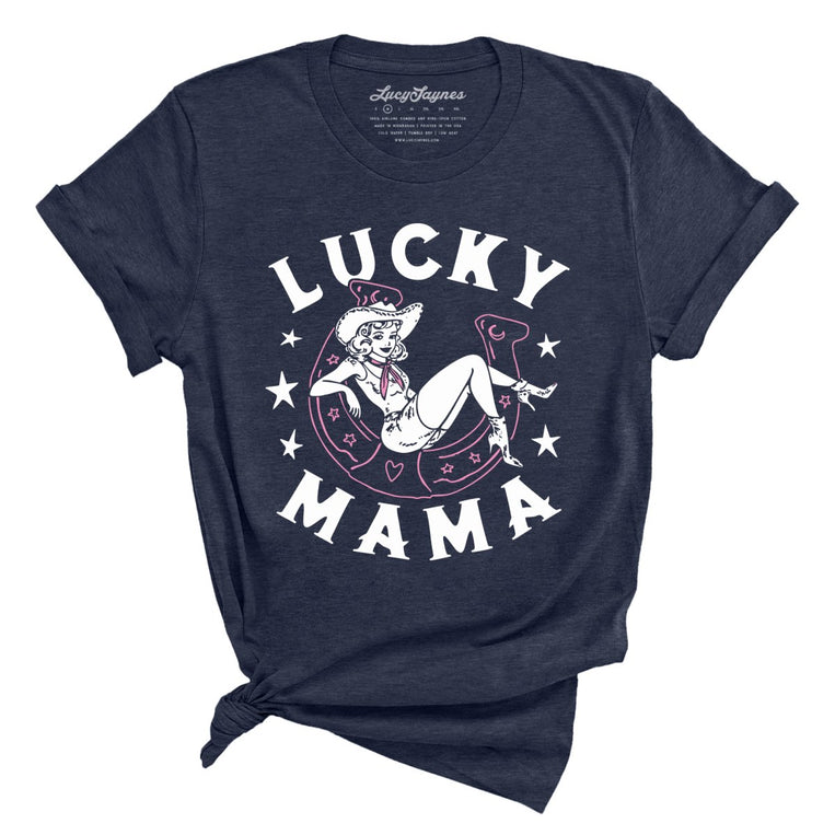 Lucky Mama Graphic Tee - Heather Midnight Navy