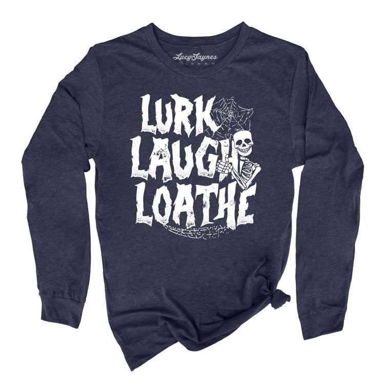 Lurk Laugh Loathe Graphic Long Sleeve Tee - Heather Navy