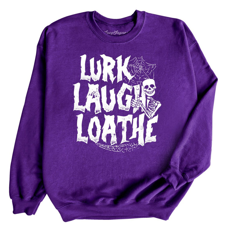 Lurk Laugh Loathe Graphic Sweatshirt - Purple