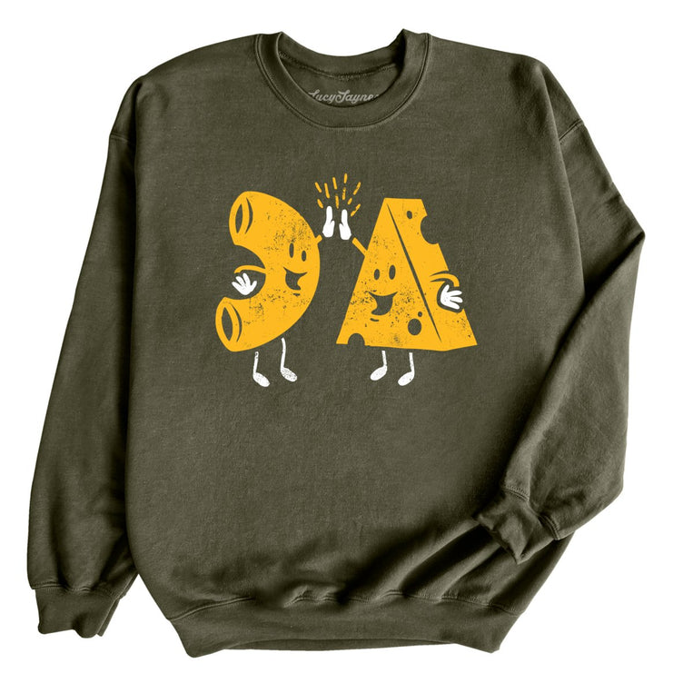 Mac And Cheese High Five Graphic Sweatshirt - Military Green
