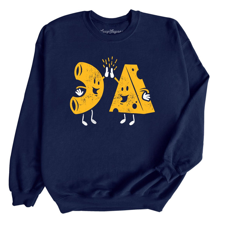 Mac And Cheese High Five Graphic Sweatshirt - Navy
